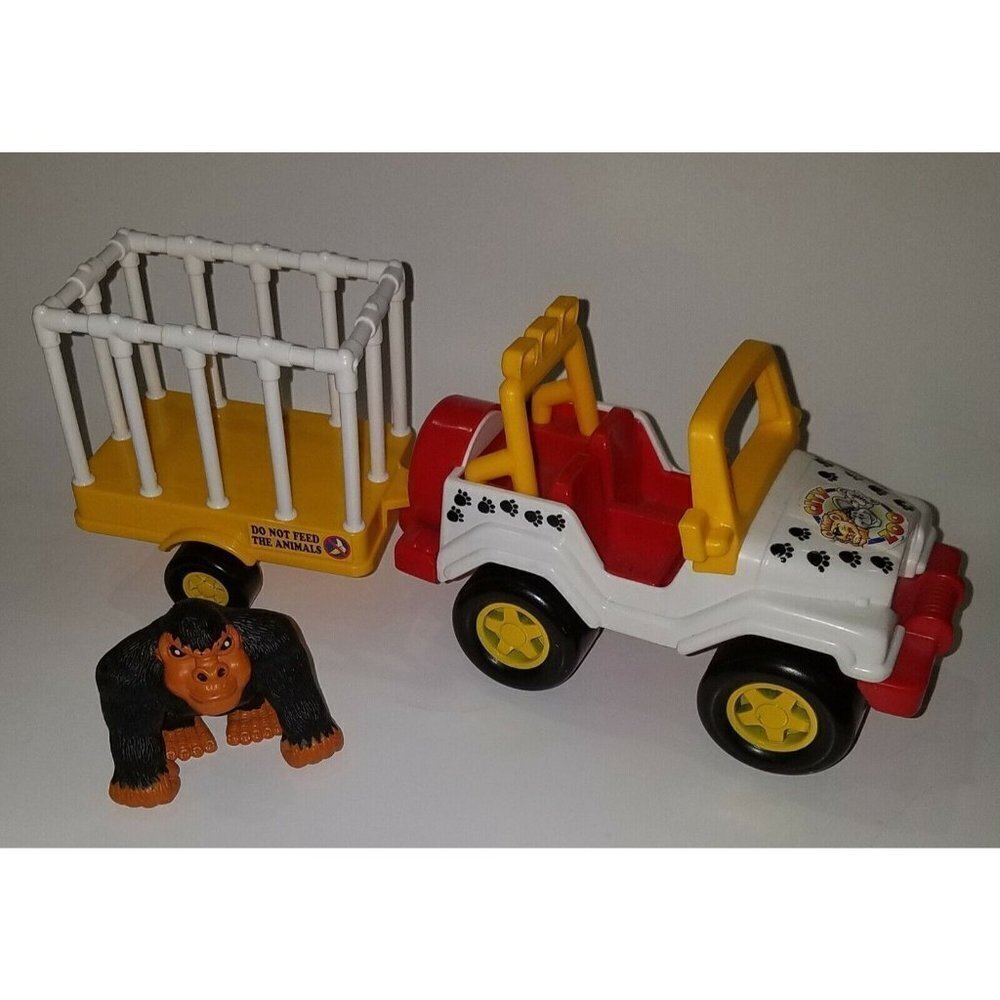 VTG Buddy L City Zoo Jeep Cage Trailer Gorilla Monkey Figure Lot Empire 2000